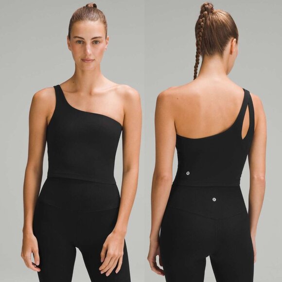 Lululemon Ribbed Nulu Asymmetrical Yoga Tank - Black - Size 10 - Picture 1 of 4